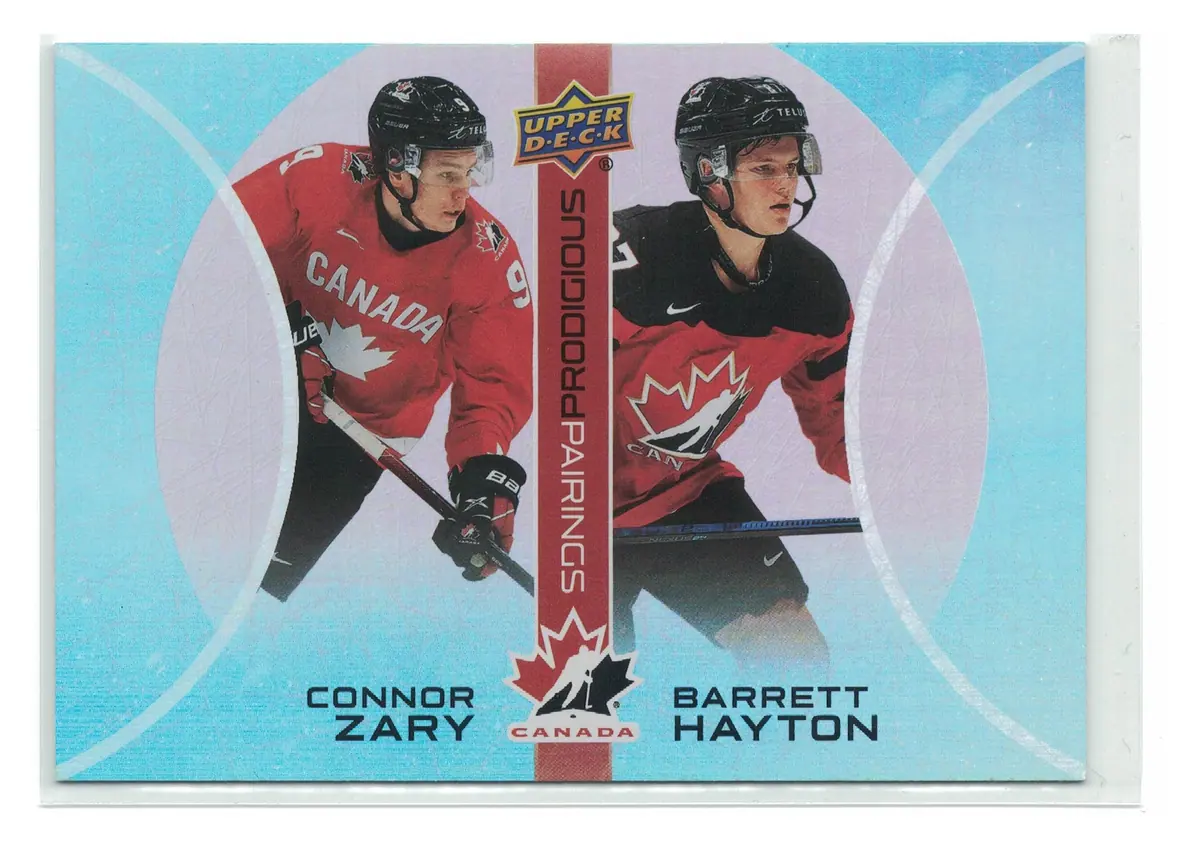 Connor Zary / Barrett Hayton Prodigious Pairings #PP-17 2026 UD Team Canada — front