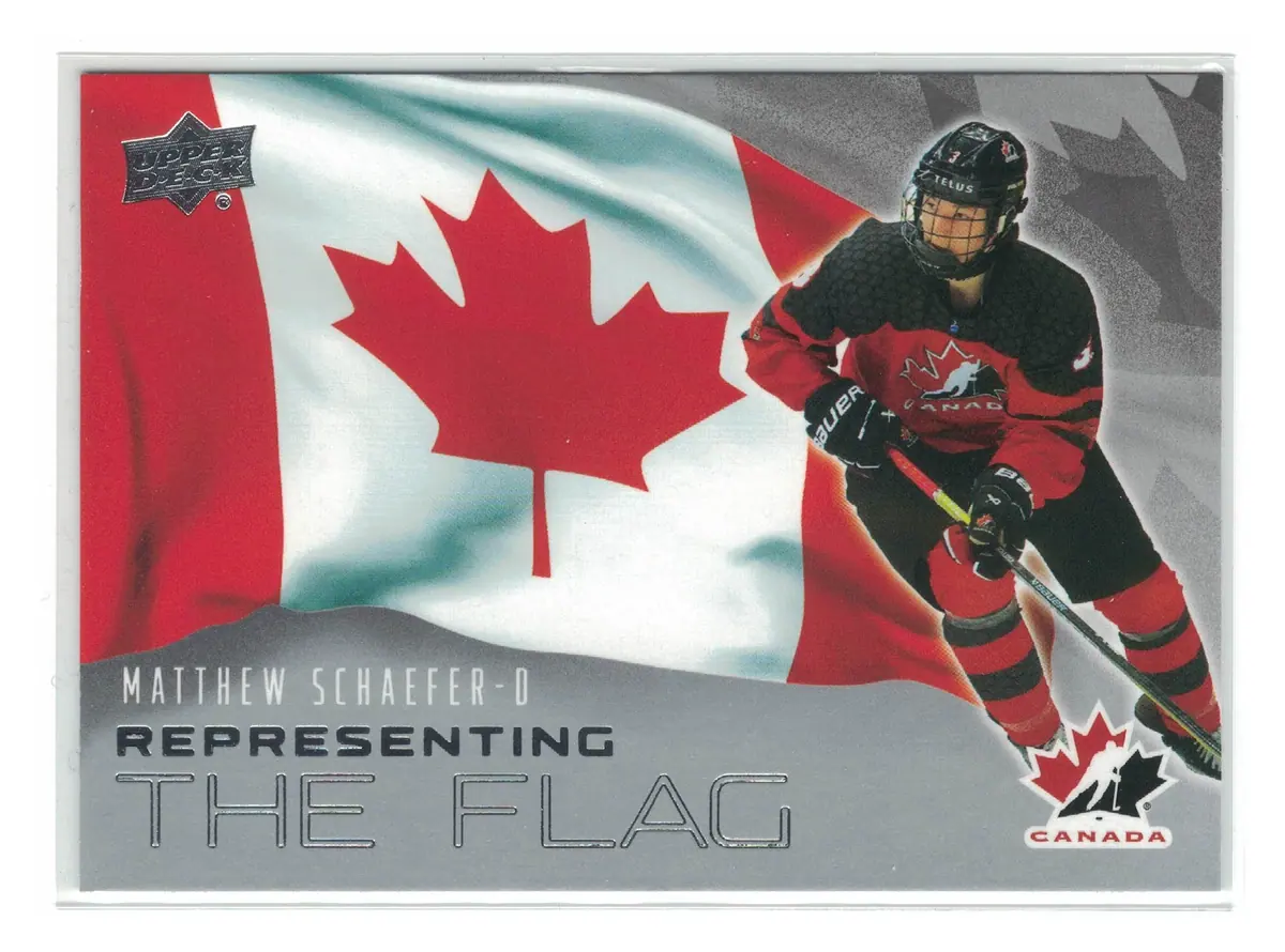 Matthew Schaefer Representing the Flag #RF-25 2026 Upper Deck Team Canada — front